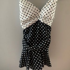 Chaps polka dot skirted one piece swimsuit